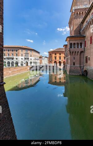 Das castello Estense - Schloss Este in Ferrara, Emilia Romagna, Italien Stockfoto