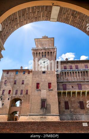 Das castello Estense - Schloss Este in Ferrara, Emilia Romagna, Italien Stockfoto