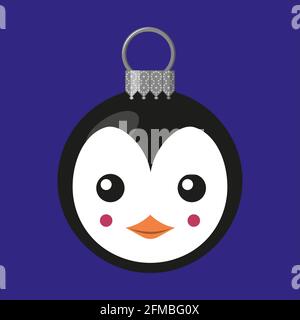 Weihnachtskugel mit Pinguin Gesicht. Isolierte Kugel Stock Vektor