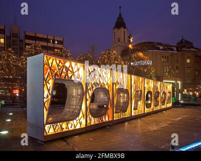 Urlaub Dekorationen von Kossuth tér in Debrecen. Ungarn Stockfoto