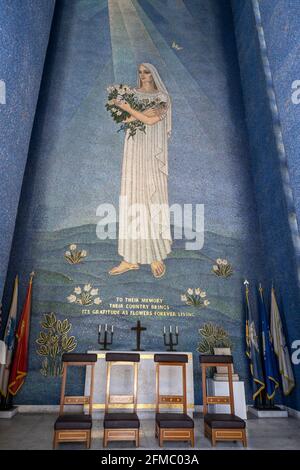 Innenraum der Kapelle ohne Konfessionsanliegen, des amerikanischen Friedhofs und Memorial Manila, Philippinen Stockfoto