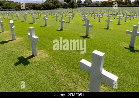 Gräber und Grabsteine, der Manila American Cemetery and Memorial, Philippinen Stockfoto