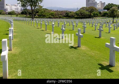 Gräber und Grabsteine, der Manila American Cemetery and Memorial, Philippinen Stockfoto