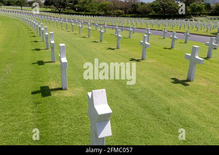 Gräber und Grabsteine, der Manila American Cemetery and Memorial, Philippinen Stockfoto