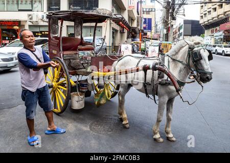 Pferdekutsche, Kalesa, Binondo aka Chinatown, Manila, Philippinen Stockfoto