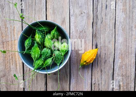 Bitteres Kürbisgemüse. Gesunde Lebensmittel Stockfoto