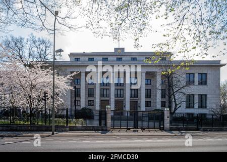 Japanische Botschaft erbaut 1938 -1942 nach einem Entwurf des Architekten Ludwig Mosamer, Hiroshimastraße 6,Tiergarten-Berlin, Deutschland. Stockfoto