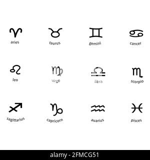 Sternzeichen-Symbol auf weißem Hintergrund. Astrologie-Zeichen. horoskop-Symbol. Flacher Stil. Stockfoto