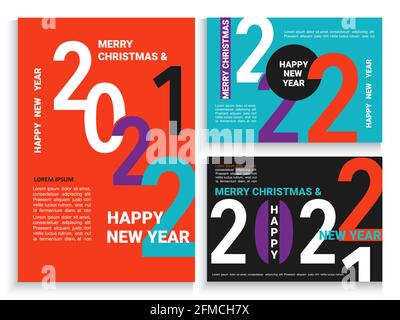 2022 Neujahrsflyer, Karten, Poster, Kopfzeilen. Stock Vektor