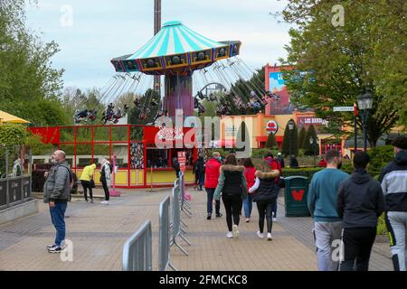 Abbildung zeigt den Walibi-Vergnügungspark, Samstag, 08. Mai 2021, in Wavre. Vergnügungsparks waren wegen der Covid für mehrere Monate geschlossen Stockfoto