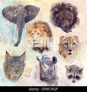 Digitale Illustration von Tieren Hintergrund Stockfoto