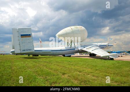 SCHUKOWSKI, RUSSLAND - 20. JULI 2017: VM-T Atlant - das schwere Transportflugzeug des experimentellen Planungsbüros von Myaschtschew auf der Flugschau MAKS-2017 Stockfoto