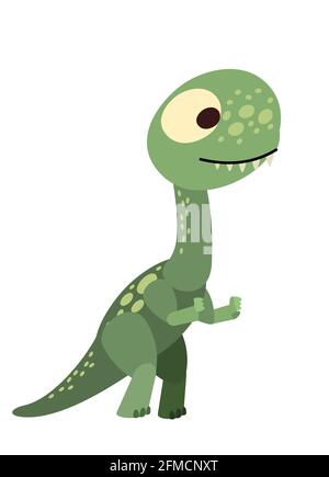 Baby Dinosaurier. Das isolierte Objekt auf weißem Hintergrund. Fröhlich freundlich Tier Baby Dino. Cartoons im flachen Stil. Prähistorisches Reptil. Lustig Stock Vektor