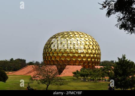 Matri mandir aus Auroville im goldenen Meditationszentrum von pondicherry Stockfoto