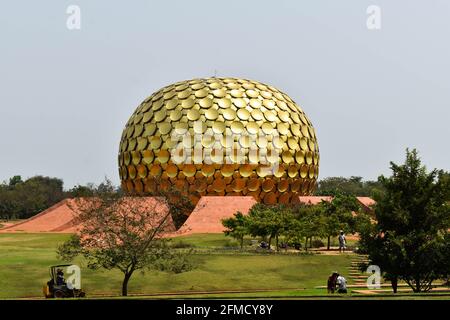 Matri mandir aus Auroville im goldenen Meditationszentrum von pondicherry Stockfoto