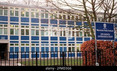 Mord an der 10-jährigen Damilola Taylor in Peckham Dez 2000 . Die Warwick Park School, in der Nähe des Anwesens, in dem Damilola lebte Stockfoto