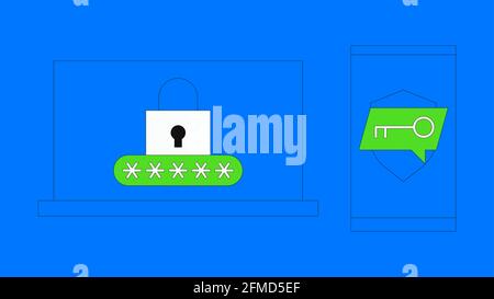 Abbildung zur Authentifizierung in zwei Schritten Stock Vektor