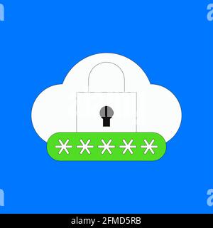 Abbildung zur Sicherheit von Cloud-Kennwörtern Stock Vektor