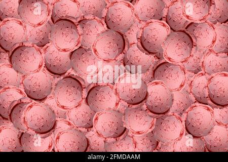 Erdbeer-Eiskugeln auf blauem Hintergrund Stockfoto