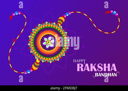 Happy Raksha Bandhan-Vorlage mit kreativer Rakhi-Illustration. Raksha Bandhan Festival Grußwort Hintergrund. Stock Vektor