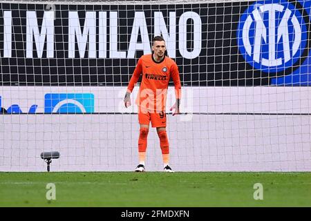 Mailand, Italien. Mai 2021. Ionut Radu vom FC Internazionale schaut während des Serie-A-Fußballspiels zwischen dem FC Internazionale und Sampdoria UC am 8. Mai 2021 im San Siro-Stadion in Mailand (Italien) auf. Foto Mattia Ozbot/Insidefoto Kredit: Insidefoto srl/Alamy Live News Stockfoto