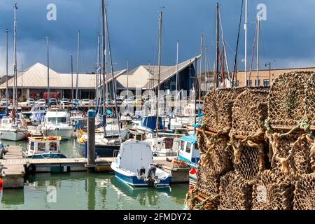 ARBROATH ANGUS SCOTLAND DAS HAFENBESUCHERZENTRUM GEBÄUDE FISHMARKET QUAY Stockfoto