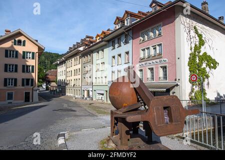 Burgdorf, Schweiz - 9. Mai 2020: Die Altstadt von Burgdorf im Schweizer Kanton Bern Stockfoto