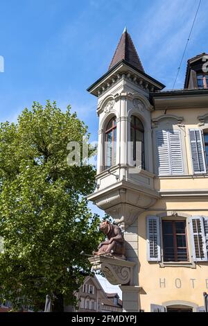 Langenthal, Schweiz - 9. Mai 2020: Langenthal ist eine Stadt und eine politische Gemeinde im Verwaltungsbezirk Oberaargau des Kantons BE Stockfoto