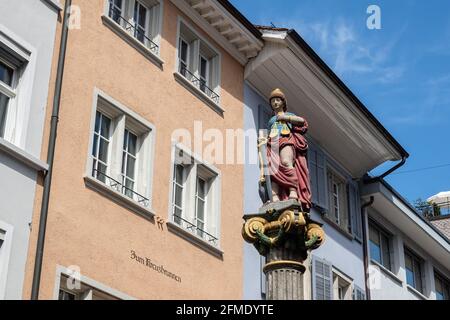 Winterthur, Schweiz - 7. Mai 2020: Ein Bild aus der historischen Altstadt von Winterthur, der sechstgrößten Stadt der Schweiz Stockfoto