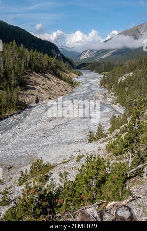 Fuornpass, Schweiz - 10. September 2020: Der Schweizerische Nationalpark liegt in den westlichen rätischen Alpen, in der Ostschweiz. Stockfoto