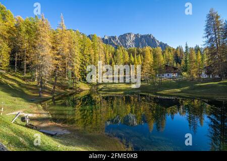 Cortina, Italien - 27. Oktober 2014: Italienischer Nationalpark der Ampezzo Dolomiten. Stockfoto