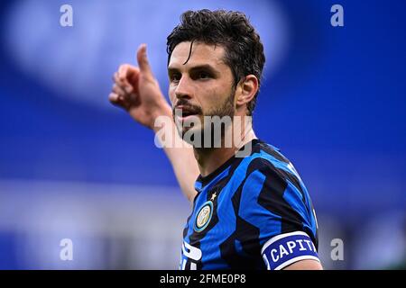 Mailand, Italien. Mai 2021. Andrea Ranocchia vom FC Internazionale reagiert beim Fußballspiel der Serie A zwischen dem FC Internazionale und Sampdoria UC im San Siro Stadion in Mailand (Italien) am 8. Mai 2021. Foto Mattia Ozbot/Insidefoto Kredit: Insidefoto srl/Alamy Live News Stockfoto