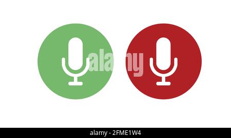 Mic-Symbol Eingestellt. Vektor-isolierte Illustration. Ein- und aus-Mikrofon Stock Vektor