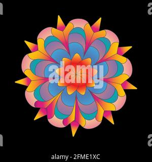 Farbblumenmuster für Scrapbooking, Impression, Stempel, Figurenschnitzen und kreative Gestaltung. Flacher Style. Stock Vektor