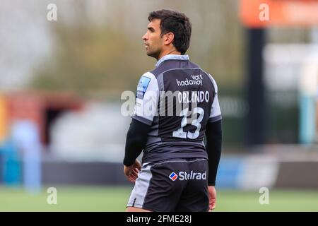 Newcastle, Großbritannien. Mai 2021. Matias Orlando von Newcastle Falcons während des Spiels in Newcastle, Vereinigtes Königreich am 5/8/2021. (Foto von Iam Burn/News Images/Sipa USA) Quelle: SIPA USA/Alamy Live News Stockfoto