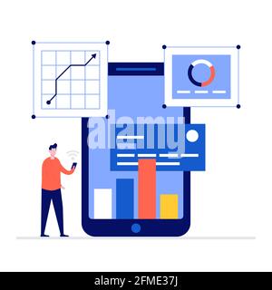 Online-Banking Vektor Illustration Konzept mit Zeichen. Moderner flacher Stil für Landing Page, mobile App, Poster, Flyer, Vorlage, Webbanner, Infog Stock Vektor