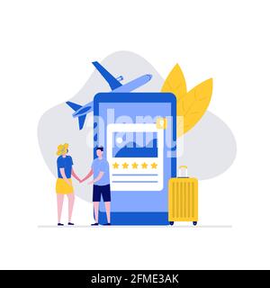 Koppeln Urlaub Vektor Illustration Konzept mit Zeichen. Moderner flacher Stil für Landing Page, mobile App, Poster, Flyer, Vorlage, Webbanner, Info Stock Vektor