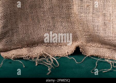 Hochwertiger Hintergrund aus Jute-Stoff Stockfoto