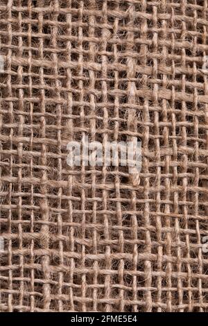 Hochwertiger Hintergrund aus Jute-Stoff Stockfoto
