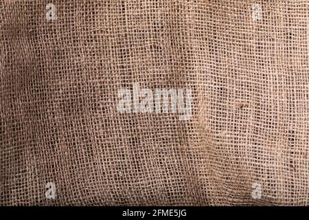 Hochwertiger Hintergrund aus Jute-Stoff Stockfoto