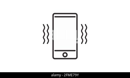 Vibrationssymbol des Smartphones. Isolierte Vektor-Schwarz-Weiß-Illustration Stock Vektor