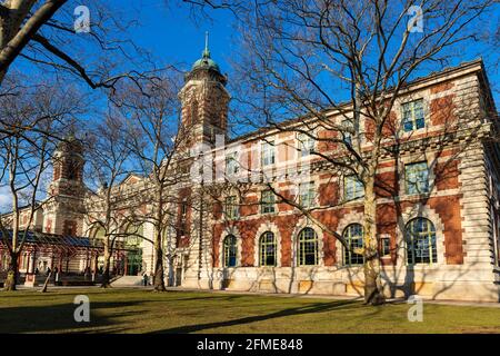 Ellis Island, New York, USA - 27. Dezember 2013 : Ellis Island National Museum of Immigration, ehemalige Verarbeitungsstation für Einwanderer in die USA Stockfoto