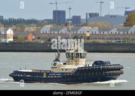 Svitzer Schlepper Svitzer London auf der Themse in Betrieb London Stockfoto