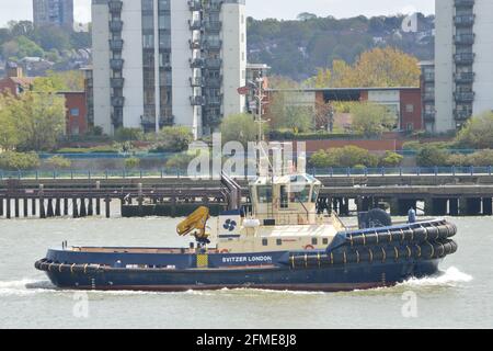 Svitzer Schlepper Svitzer London auf der Themse in Betrieb London Stockfoto