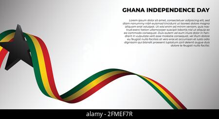 Ghana Independence Day Design mit Ghana Flagge Banner. Gute Vorlage für Ghana Independence Day oder National Day Design. Stock Vektor