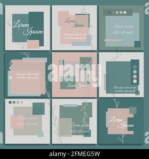 Set von Social-Media-Post-Vorlage mit femininem Design. Gute Vorlage für Online-Werbung Design. Stock Vektor
