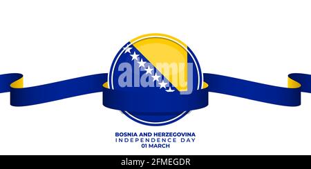 Bosnien und Herzegowina Emblem Flagge mit Banner-Design. Gute Vorlage für Bosnien und Herzegowina Unabhängigkeit Tag Design. Stock Vektor