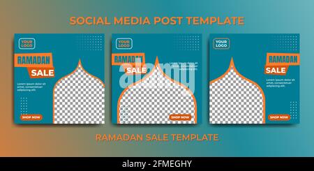 Social-Media-Post-Vorlage für ramadan Monat Promotion Verkauf. Grüne Social-Media-Vorlage Stock Vektor