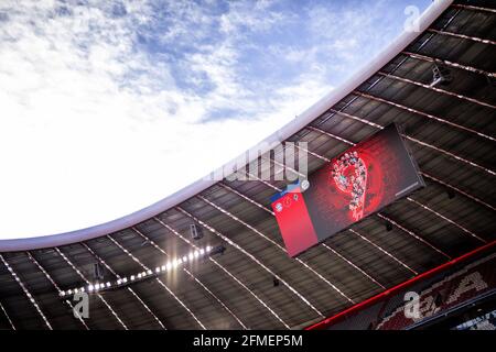 Anzeigetafel mit 9 Meisterschaften Bayern München - Borussia Mönchengladbach 07.05.2021, Fussball, 1. Bundesliga, Saison 2020/21 Foto: Moritz Müller Stockfoto