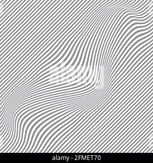 Schwarz-weißes Halbtonmuster. Abstrakter Hintergrund aus welligen Linien. Verdrehte Duoton-Formen. Vektor minimalistisches Design Vorlage. Stock Vektor